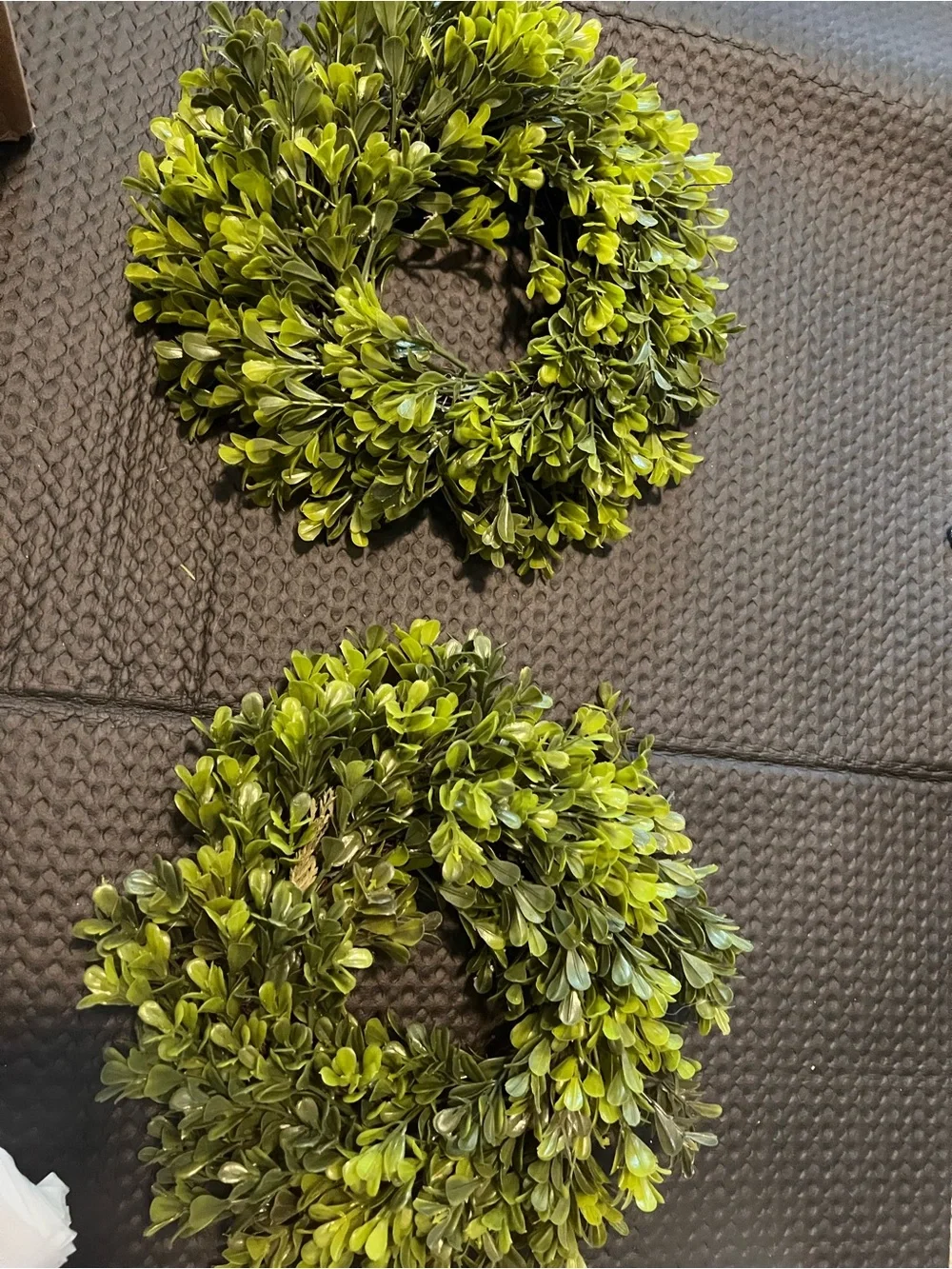 Green Boxwood Decorative Wreaths - Set of 2